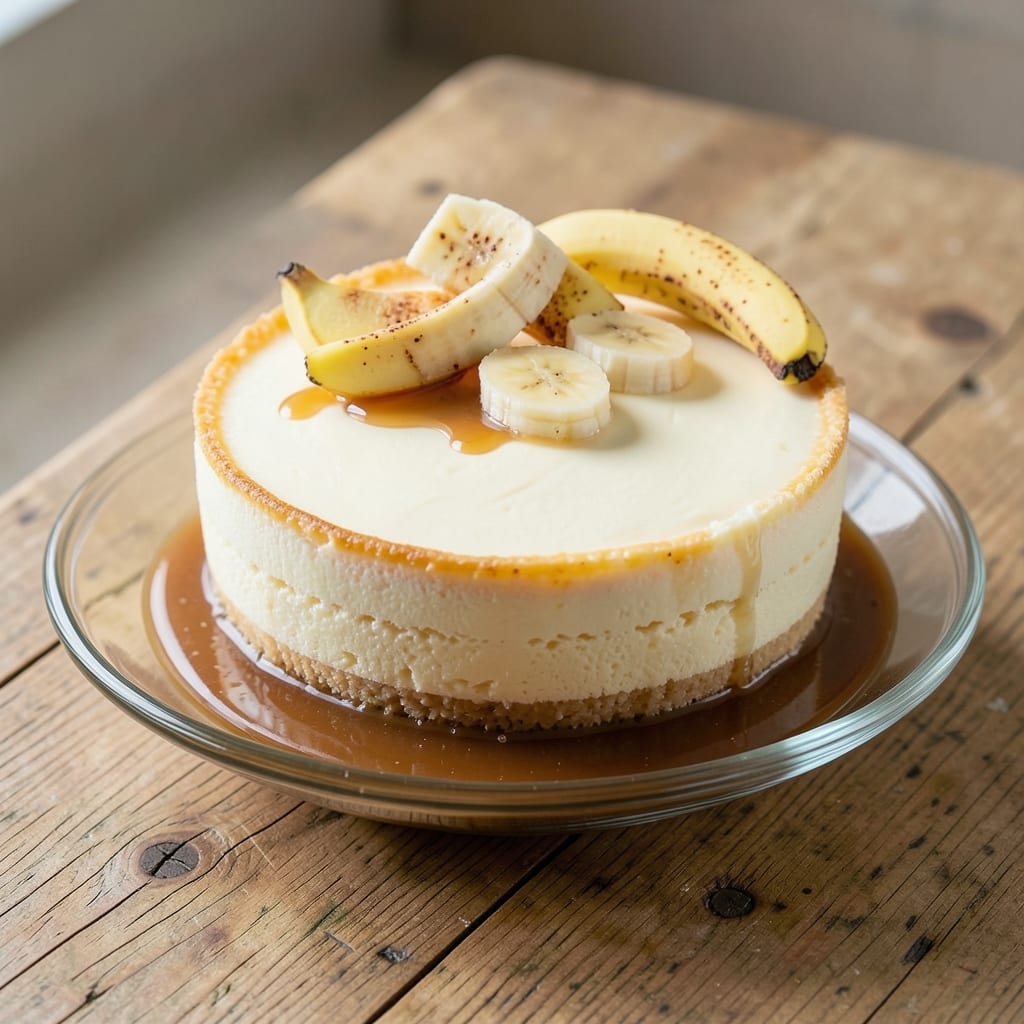 Banana Basque Cheesecake Recipe: Caramelized Banana Swirls Over Silky Cream Cheese