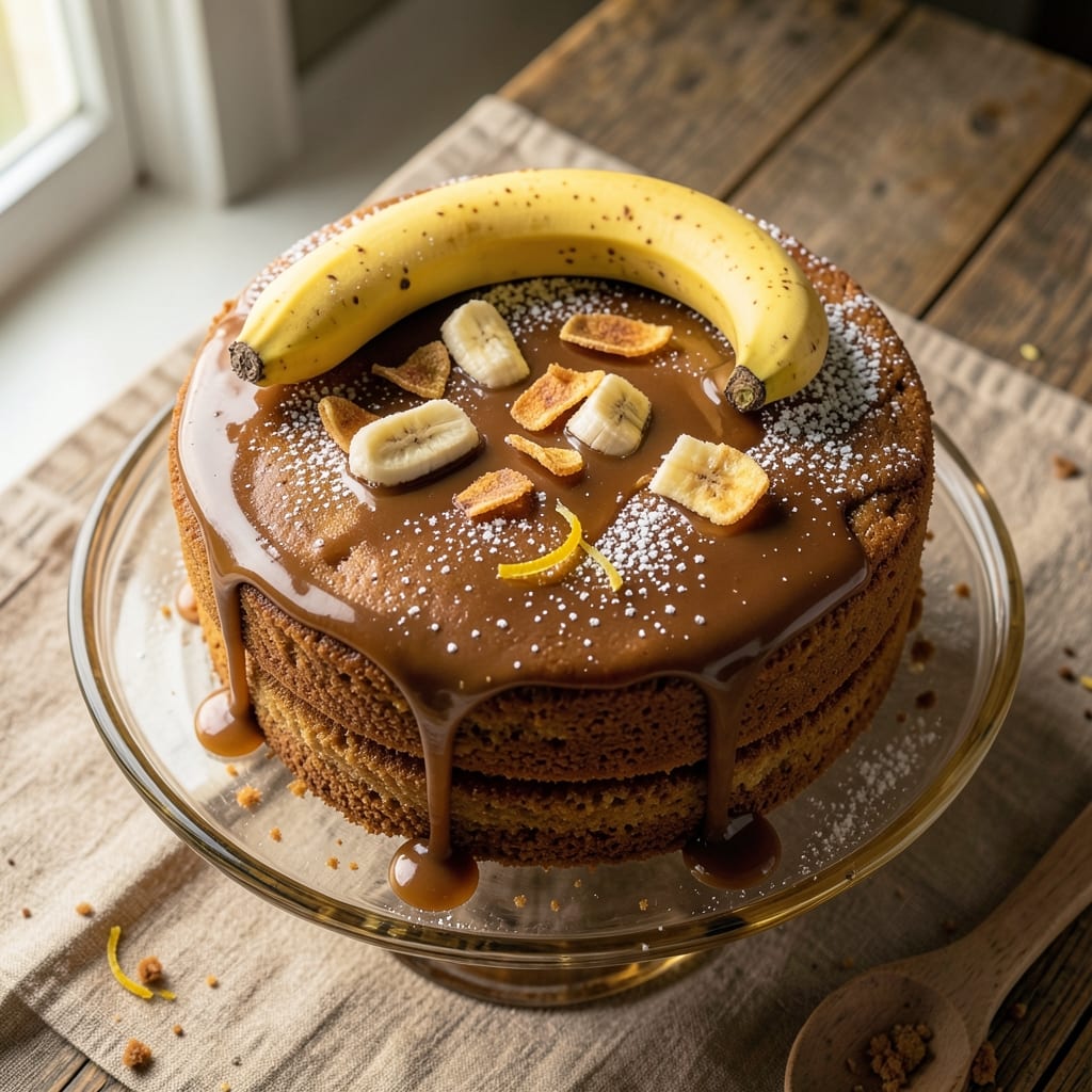 Banana Cake With Caramel Icing Recipe: Molten Caramel Rivers Over Spiced Layers