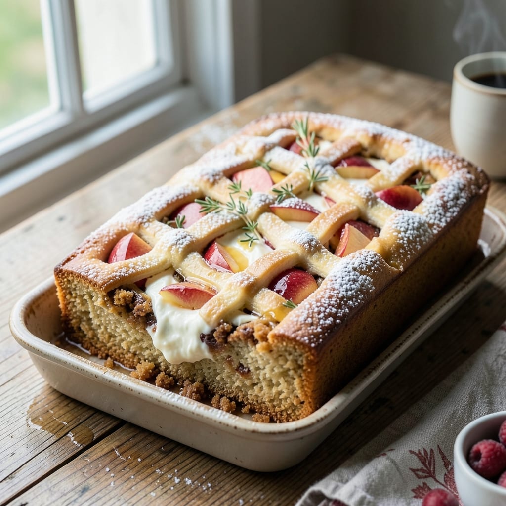 Apple Cream Cheese Coffee Cake Recipe: Buttery Streusel Hugs Moist Apple Layers