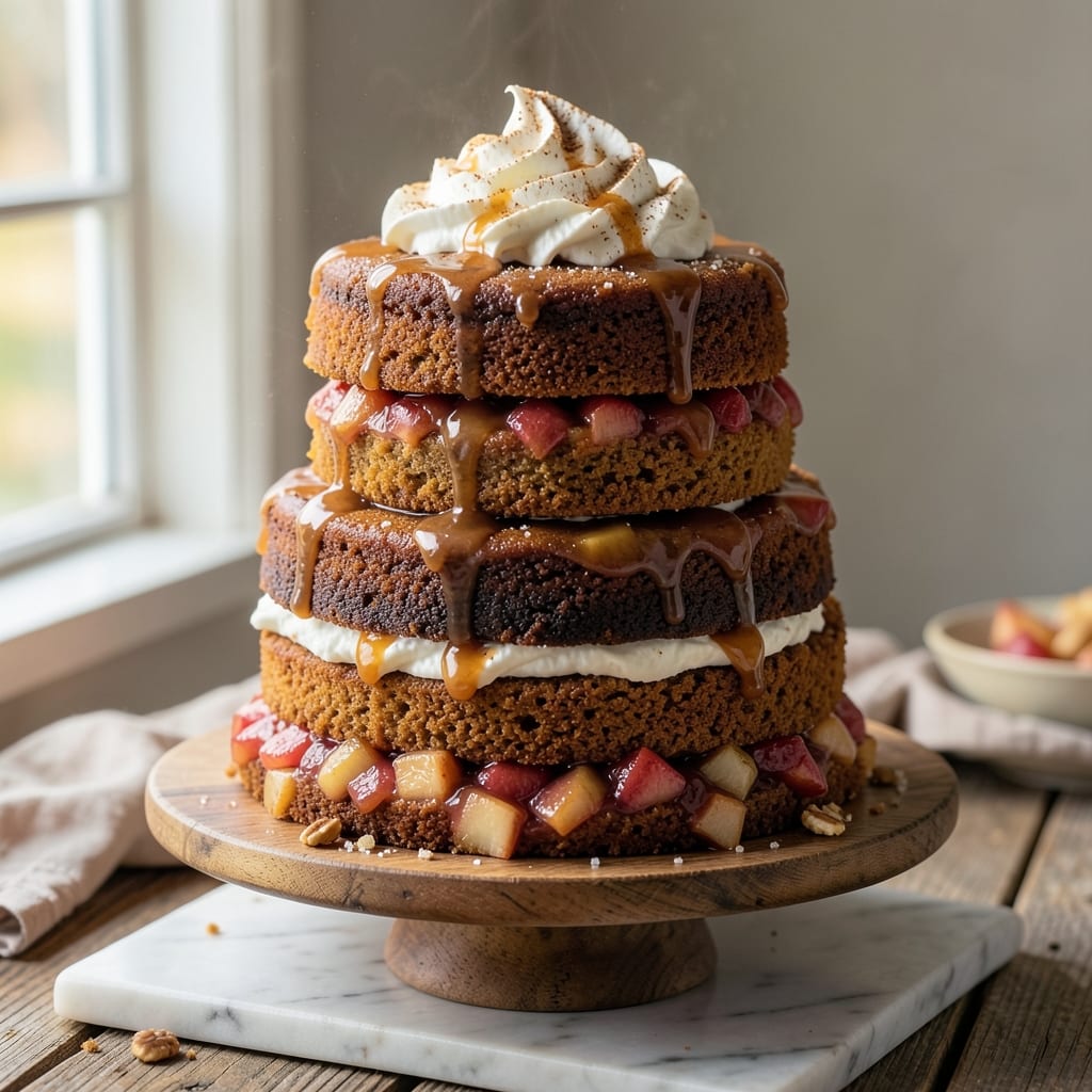 Apple Spice Layer Cake Recipe: Warm Vanilla Layers Hugged by Cinnamon Streusel