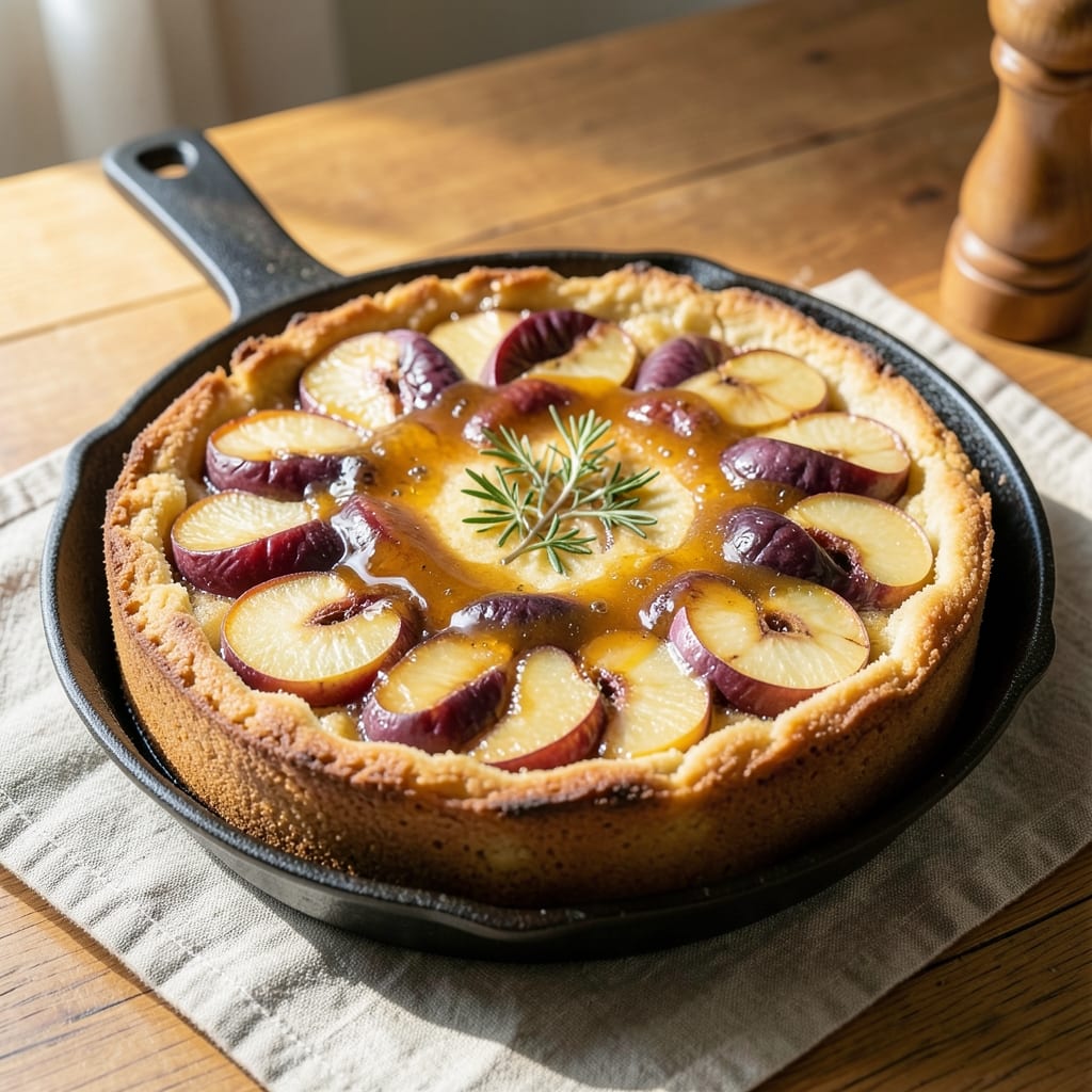Apple And Plum Upside Down Cake Recipe: Caramelized Fruit Bottom With Buttery Streusel Top