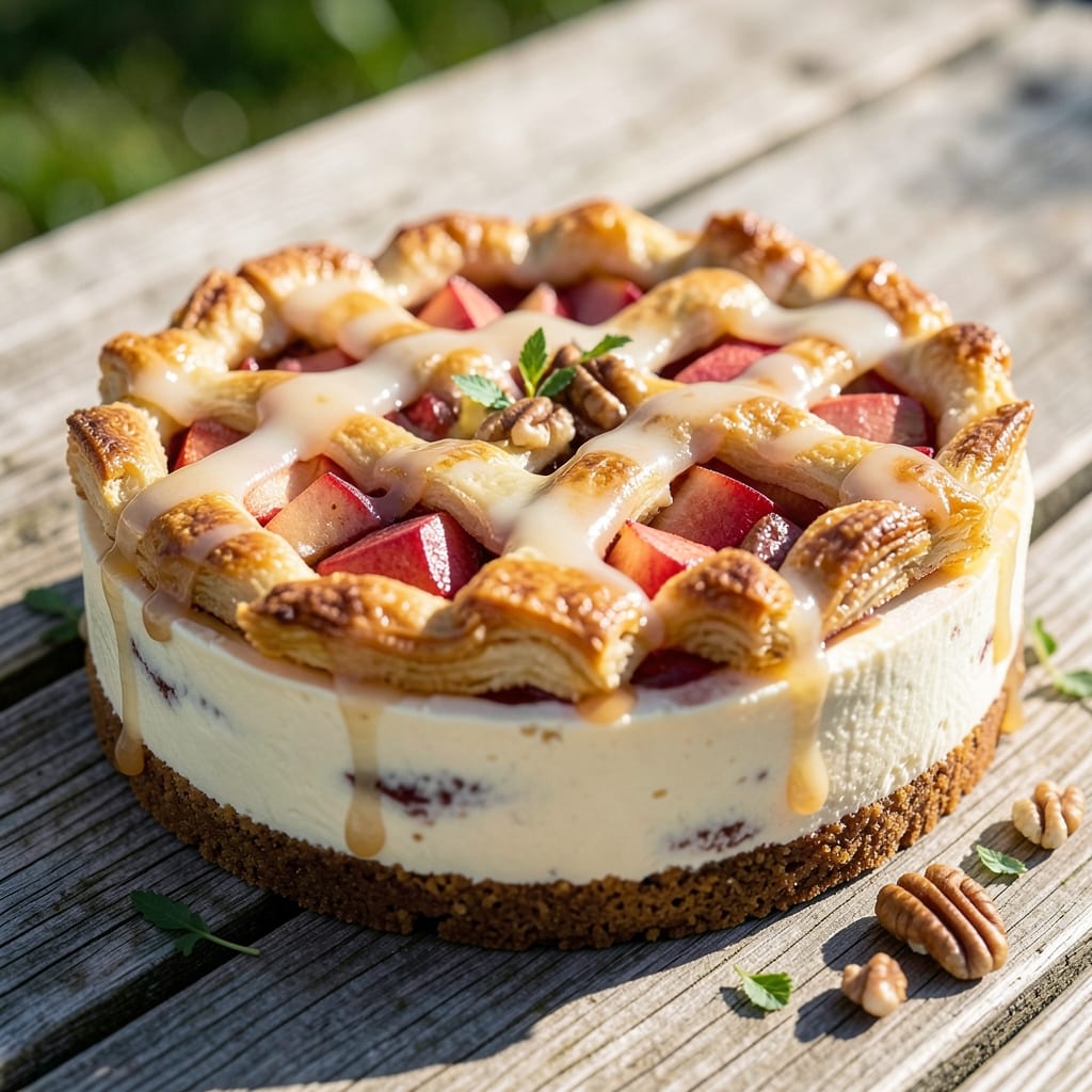 Apple Pie Cheesecake Recipe Carnival Eats: Fusion Dessert with Spiced Rum Swirl and Crunchy Topping