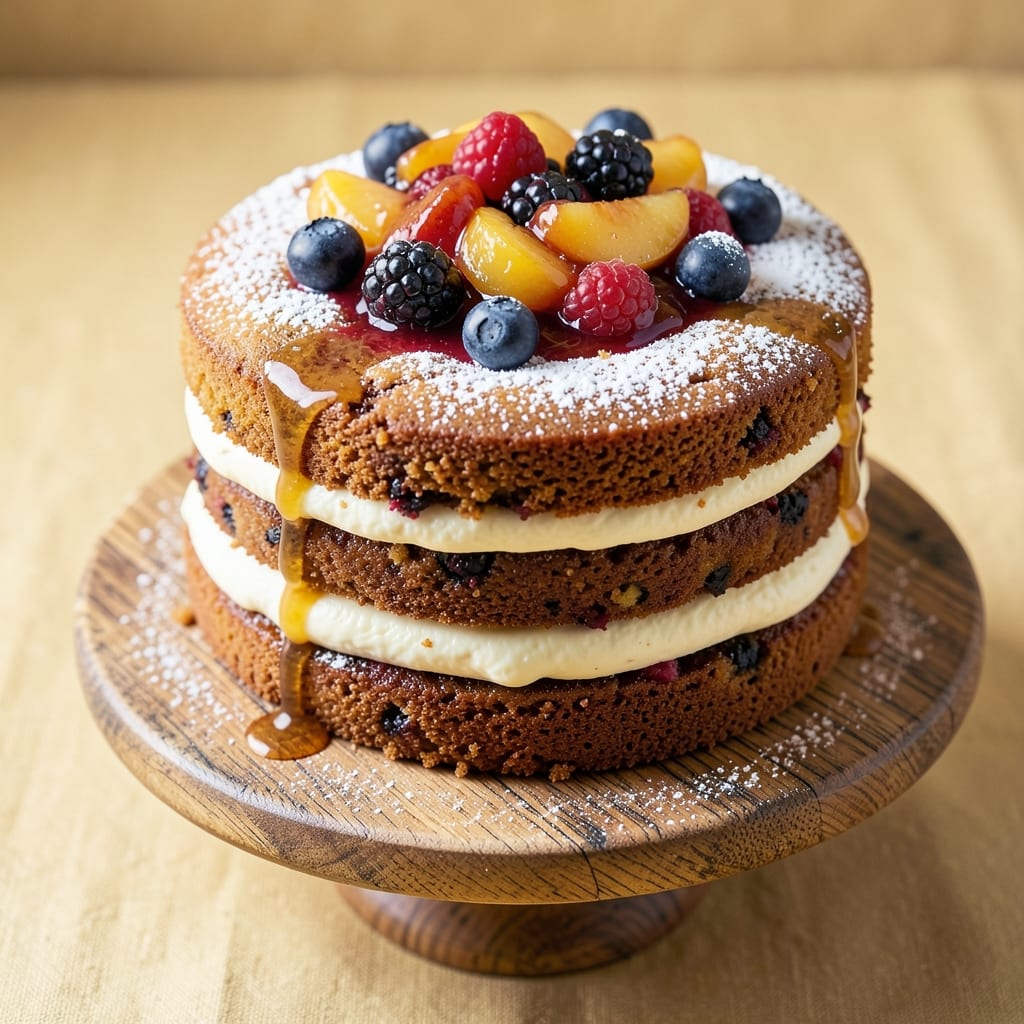 Banana Berry Cake Recipe: Swirled Fruit Layers With Buttery Streusel Top